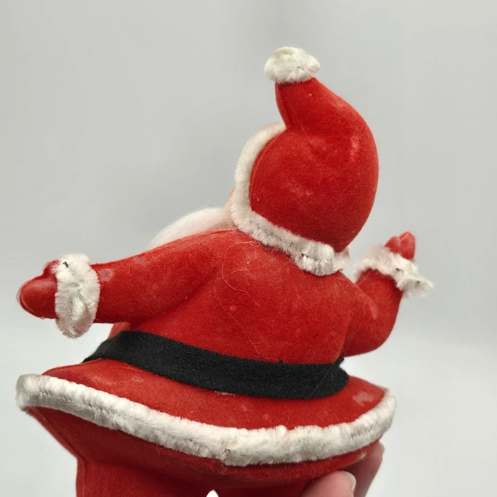 Vintage Flocked Dancing Santa Claus 1960s Christmas‎ Holiday Kitschy 7